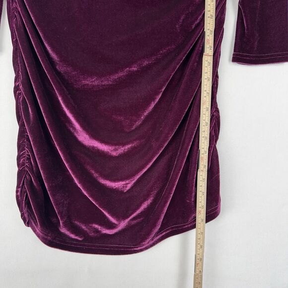 Lulus Dress Womens Large Purple Velvet Ruched Bodycon Fitted Holiday Event Party - Picture 16 of 16